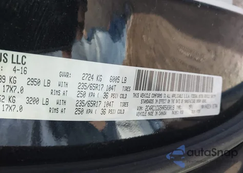 2017 Chrysler Pacifica Lx z USA, uszkodzony, nr VIN 2C4RC1CG5HR503019